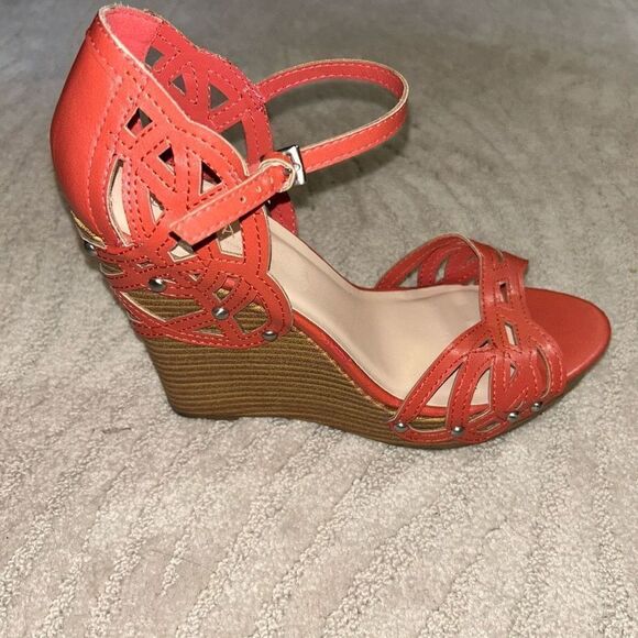 Sbicca Orange Strappy Wedge Heels - Picture 2 of 6